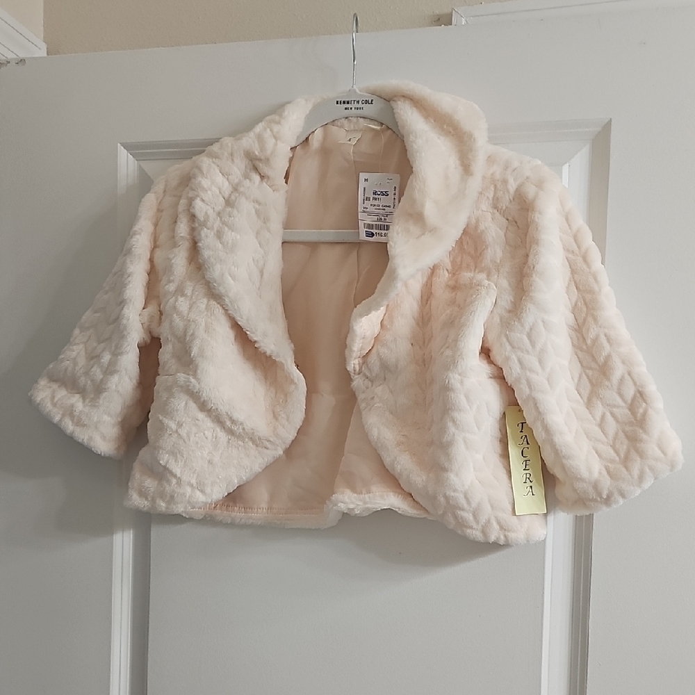 Kids Cream Faux Fur Jacket